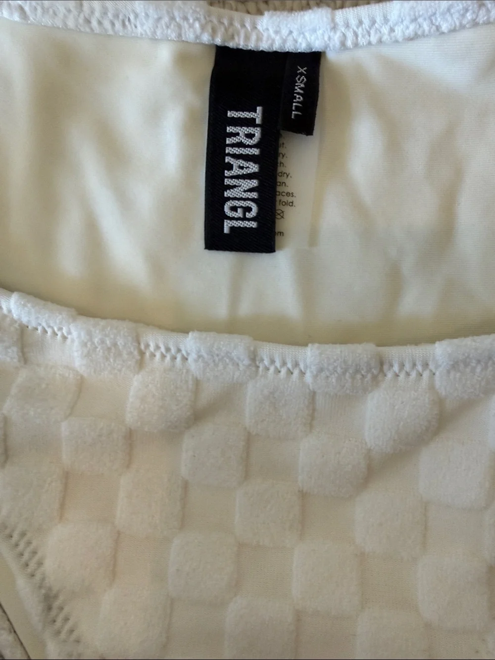 triangl swimwear White Textured Square-Pattern Bikini Set